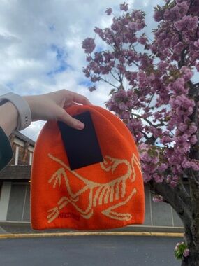 Arc'teryx Orange Beanie with Cream Logo